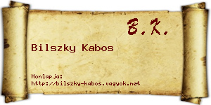 Bilszky Kabos névjegykártya